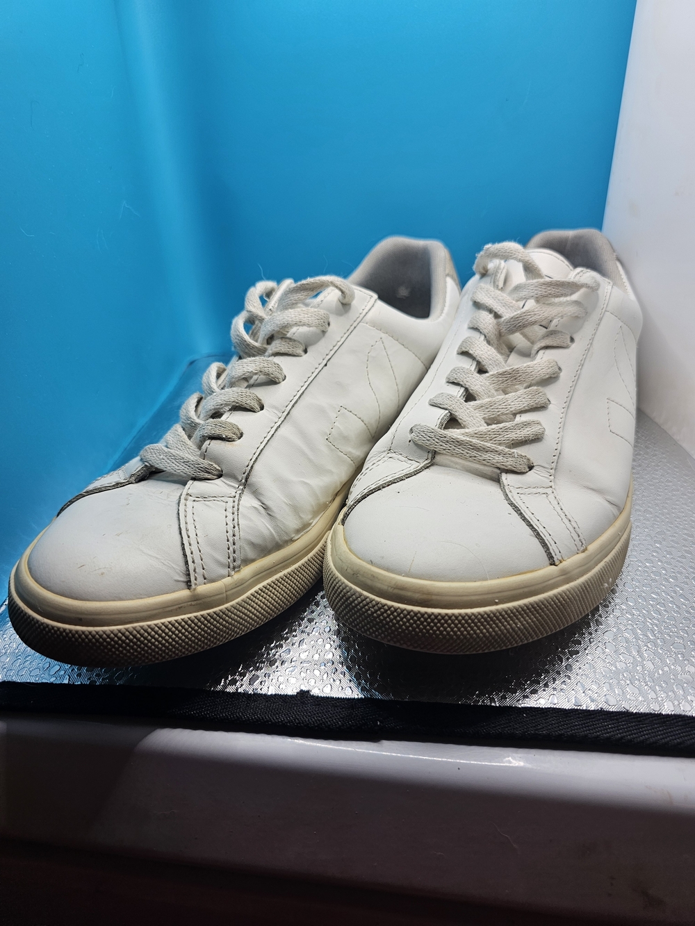 Veja White Leather Sneakers with Cream Sole